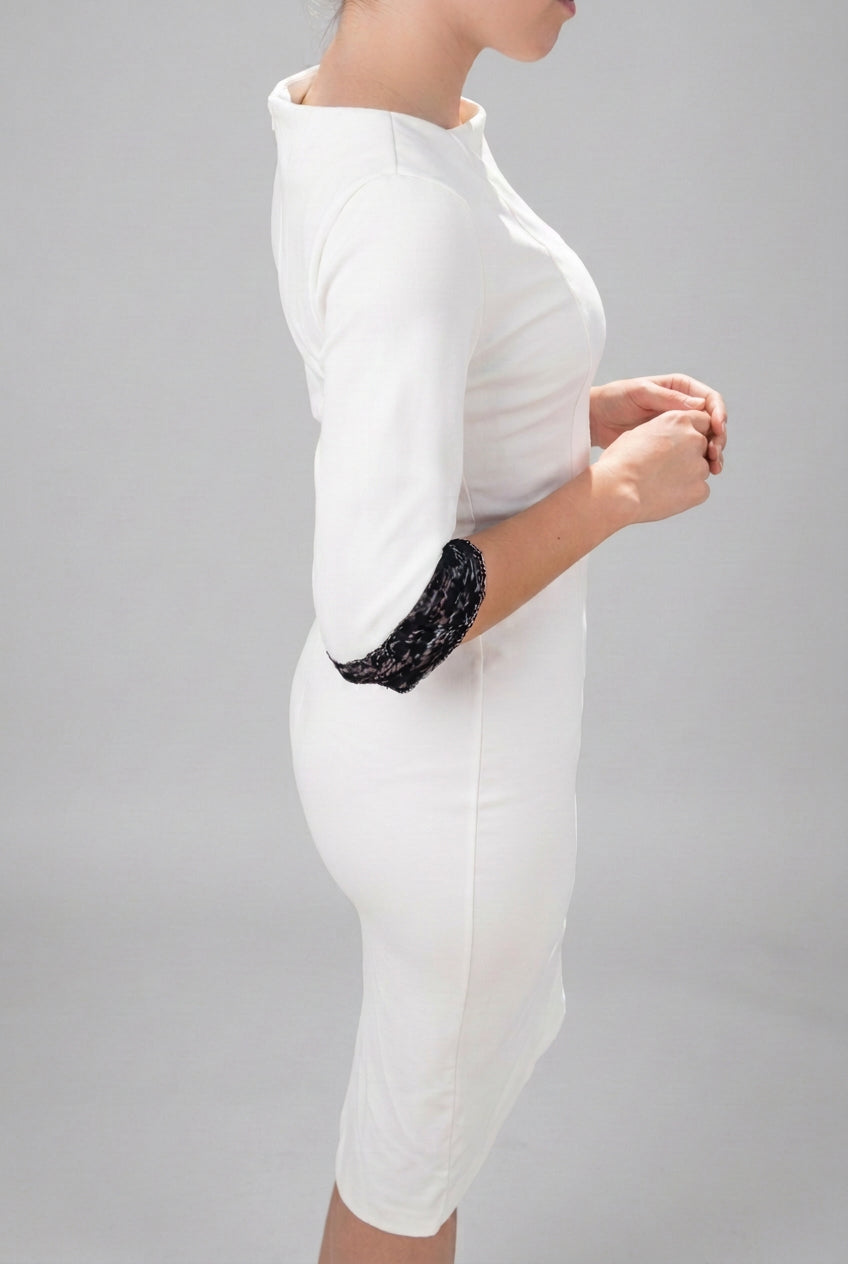 Three-Quarter-Sleeve Bodycon Midi Dress