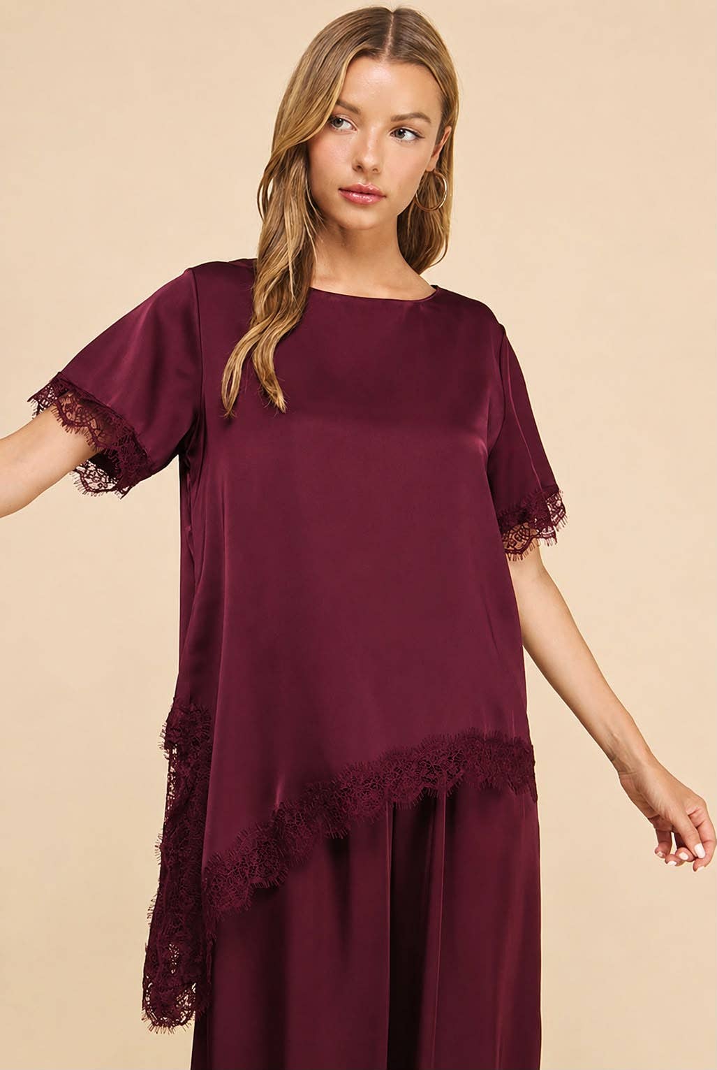 Red Wine Lace Top