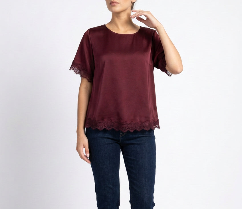 Red Wine Lace Top