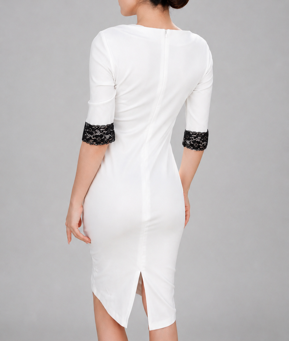Three-Quarter-Sleeve Bodycon Midi Dress
