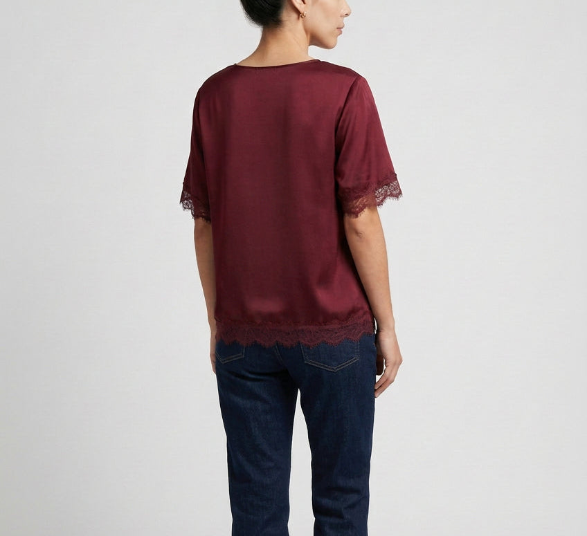 Red Wine Lace Top